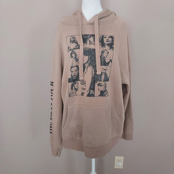 Taylor Swift The Eras Tour Oversized Tan Hoodie Size Med - Picture 1 of 11